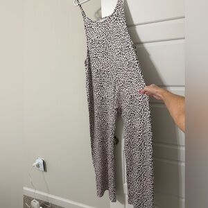 Womens Beige Animal Print Jumpsuit